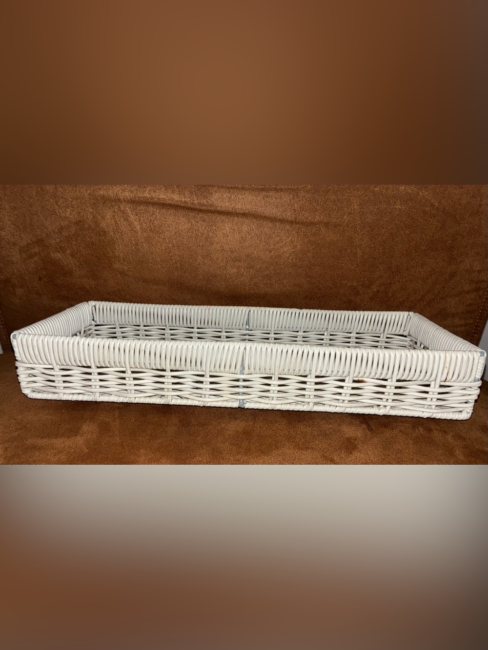 White Woven Wicker Storage Basket - Home Organization